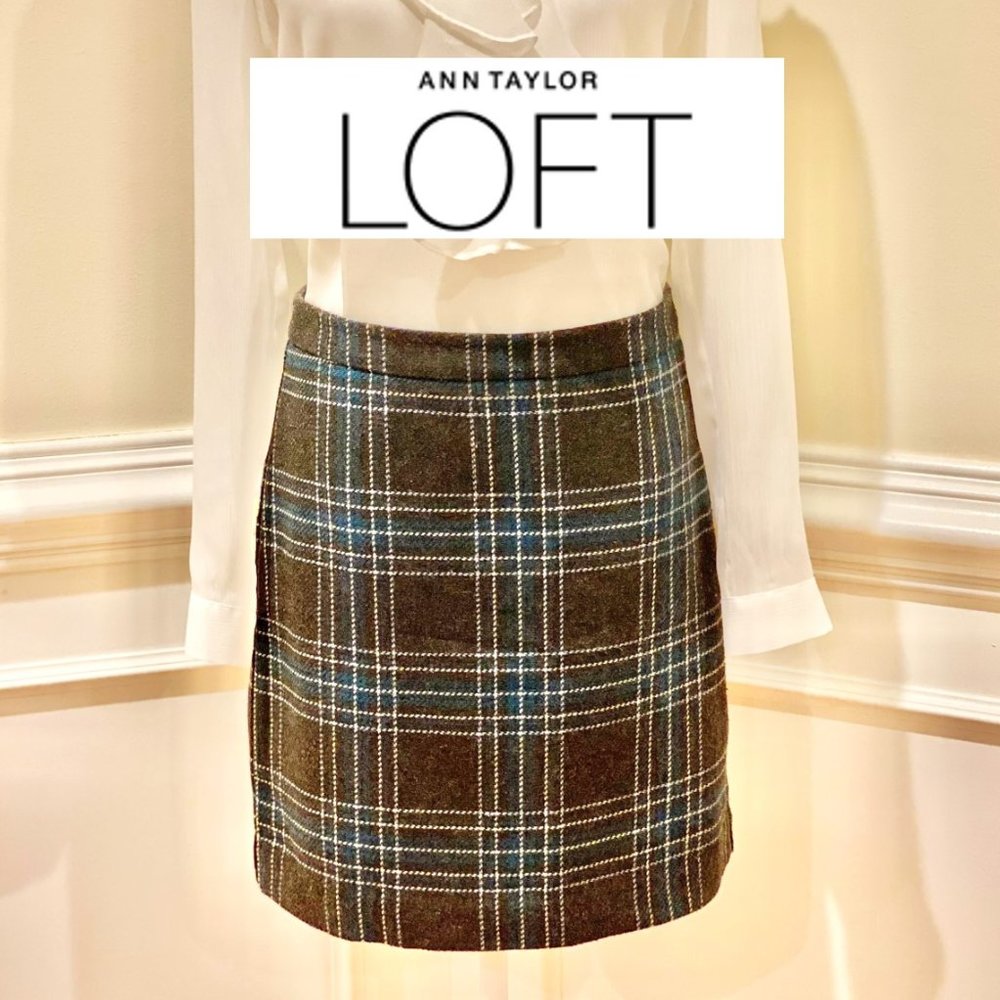 Ann Taylor Loft plaid mini pencil Skirt, Size 2